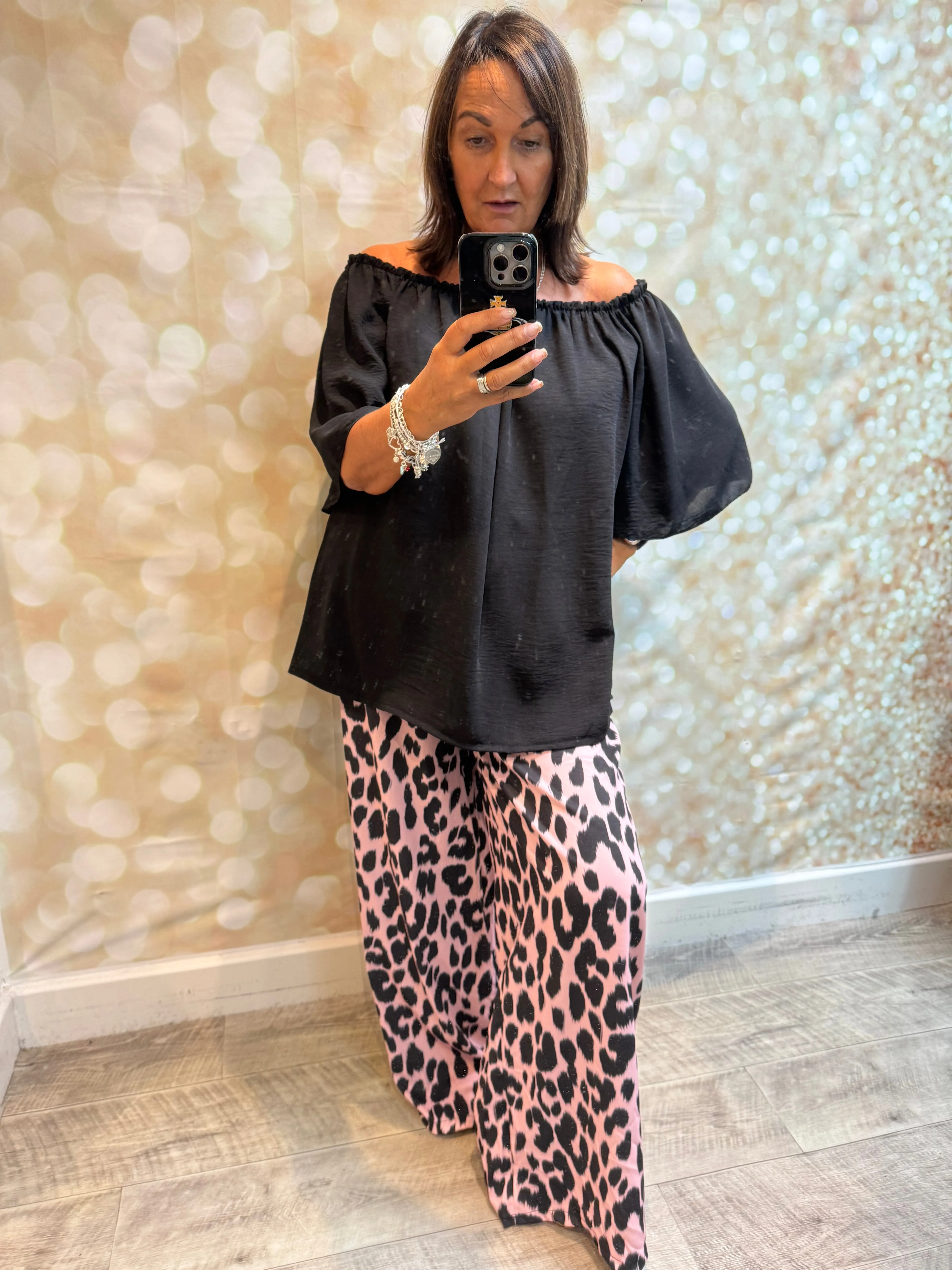 2 Piece Leopard Trouser / bardot set