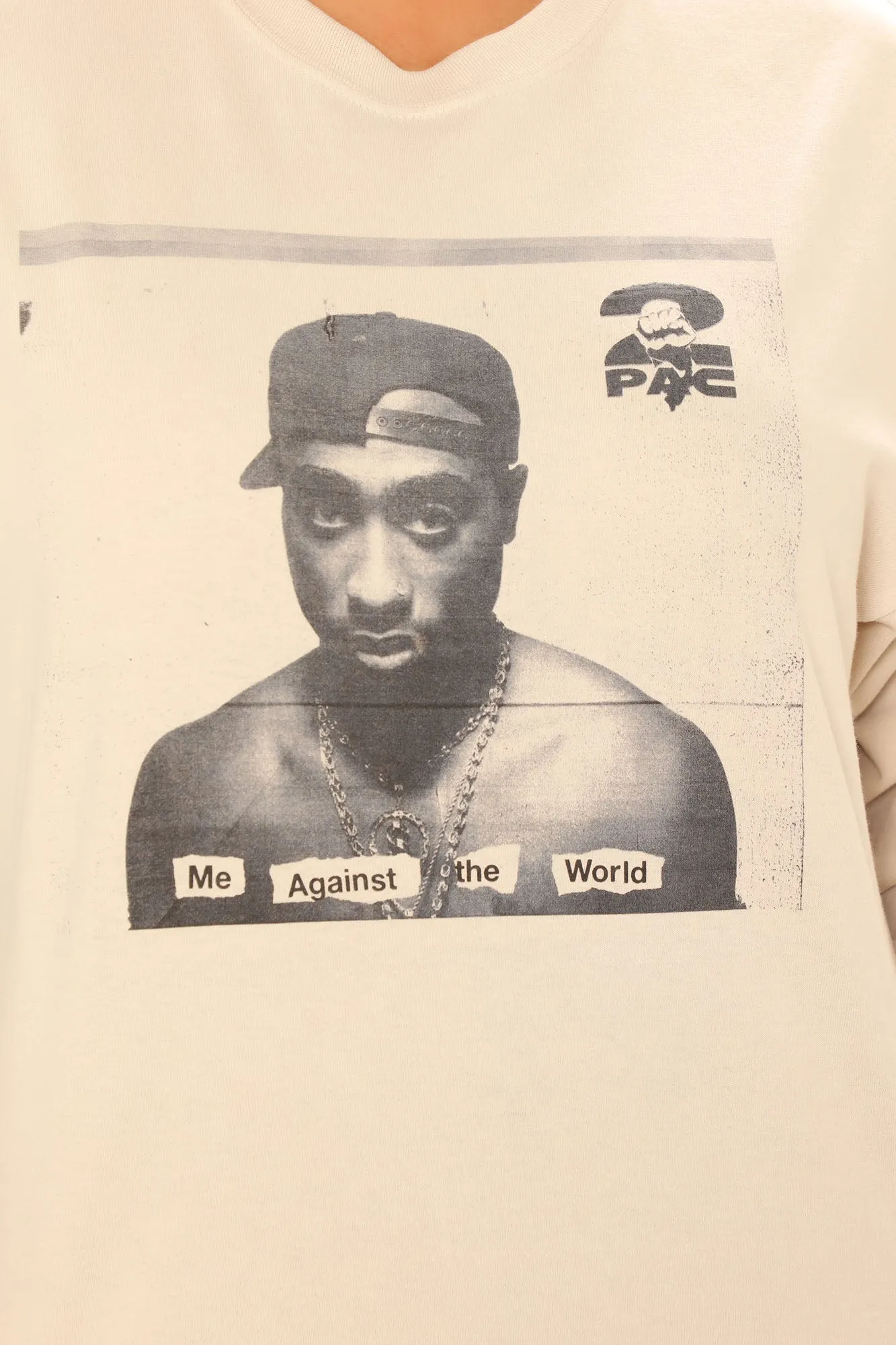 2Pac Me Against The World Long Sleeve Top - Sand