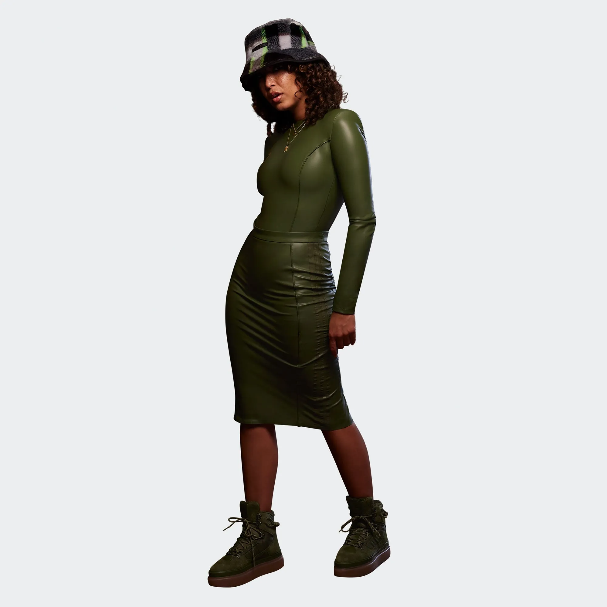 Adidas x Ivy Park Womens Faux Leather Bodysuit 'Wild Pine'