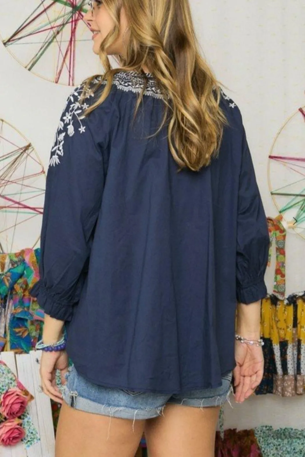 Adora Embroidered Peasant Top