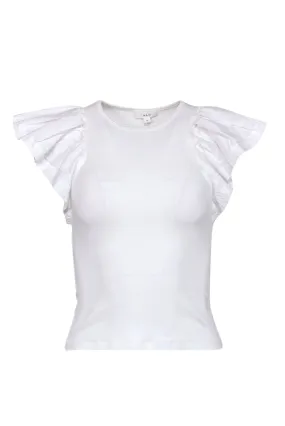 A.L.C. - White Ruffle Sleeve Cotton Tee Sz XS