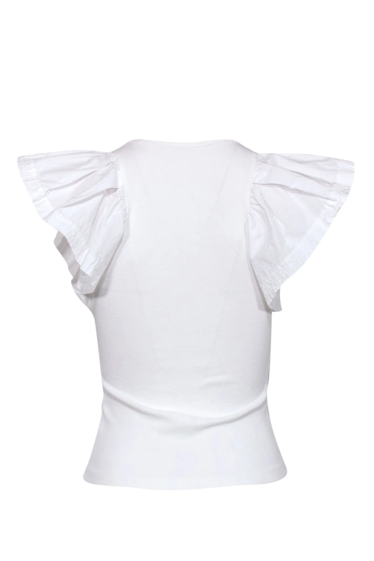 A.L.C. - White Ruffle Sleeve Cotton Tee Sz XS