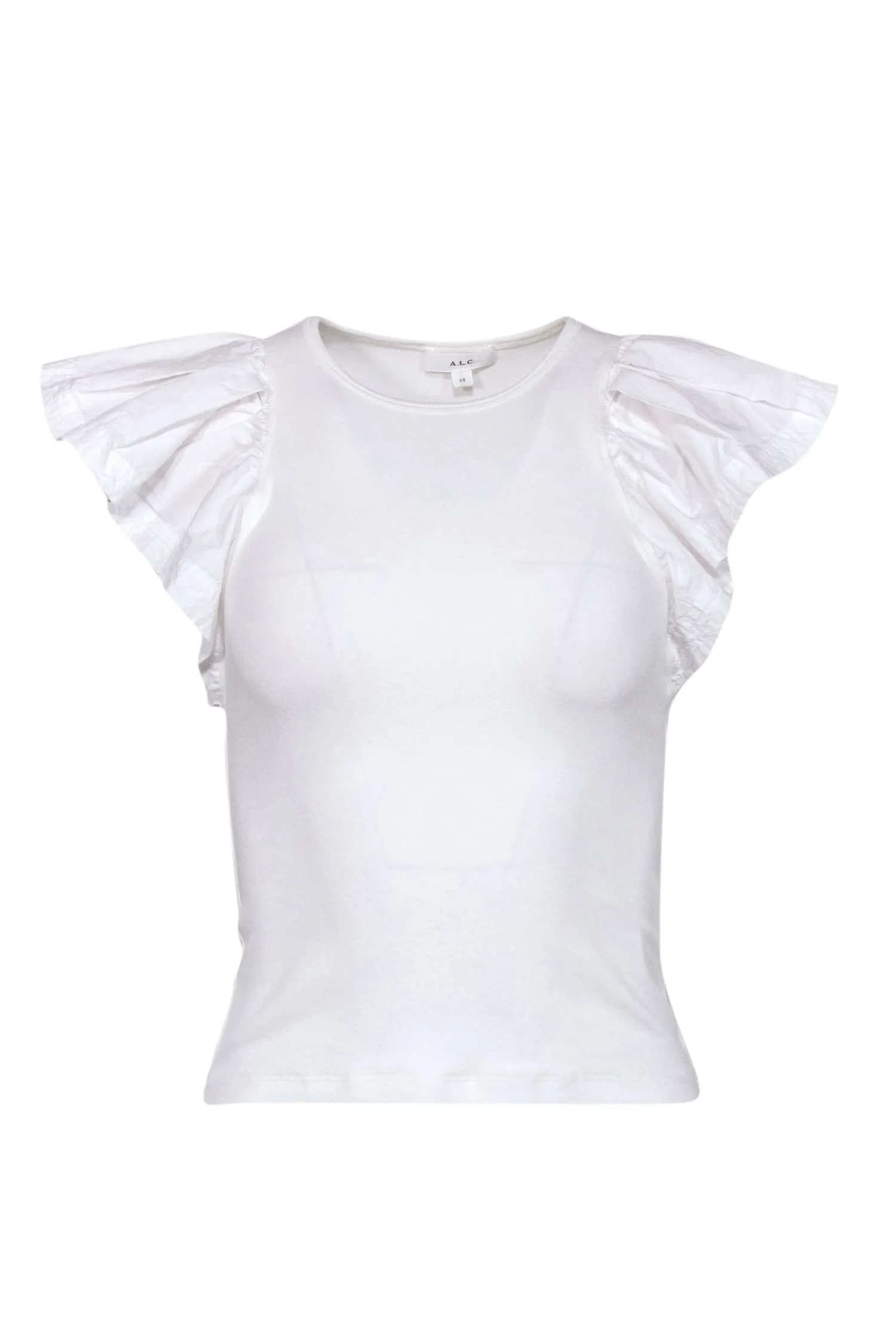 A.L.C. - White Ruffle Sleeve Cotton Tee Sz XS