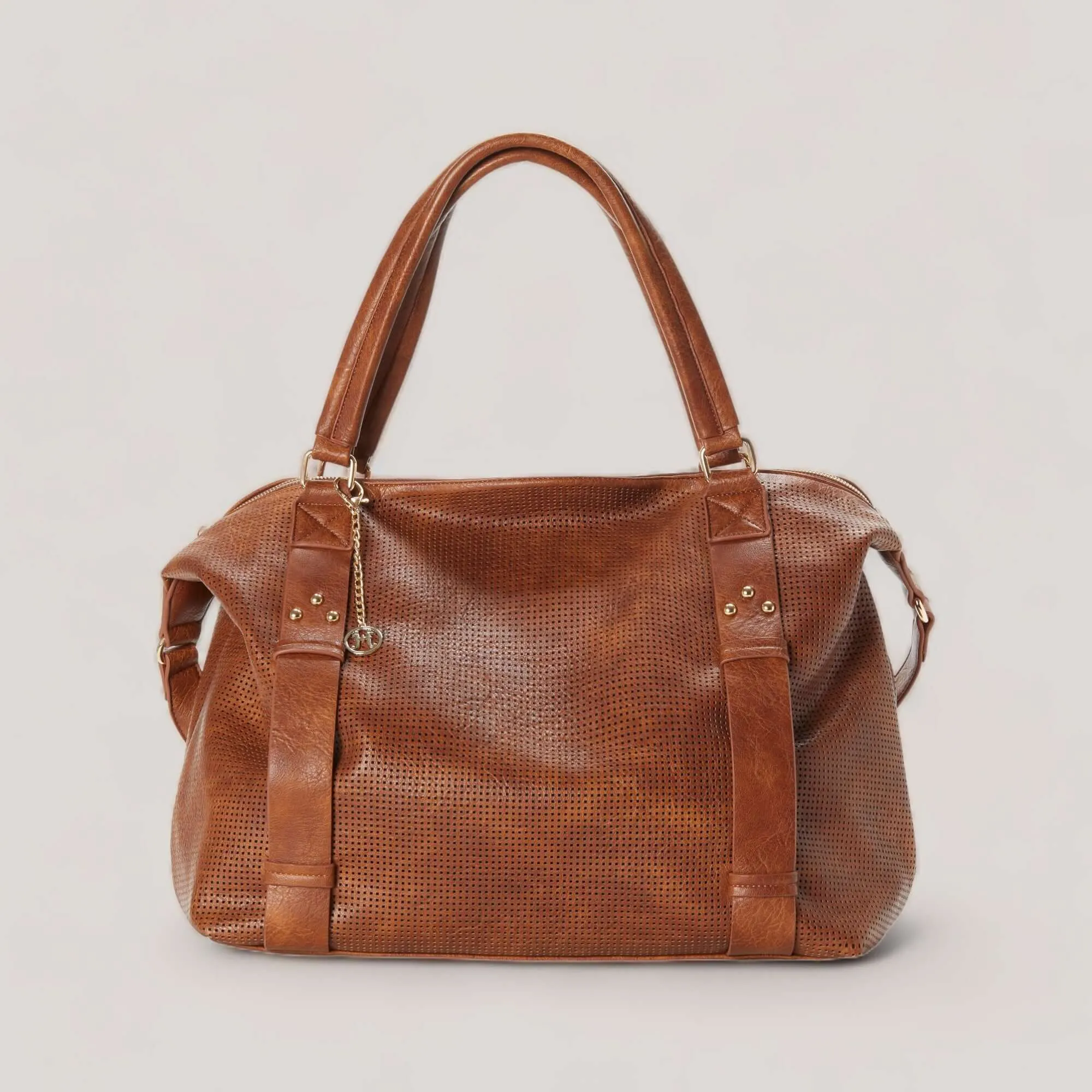 ALEXIS | Cognac Perforated Weekender