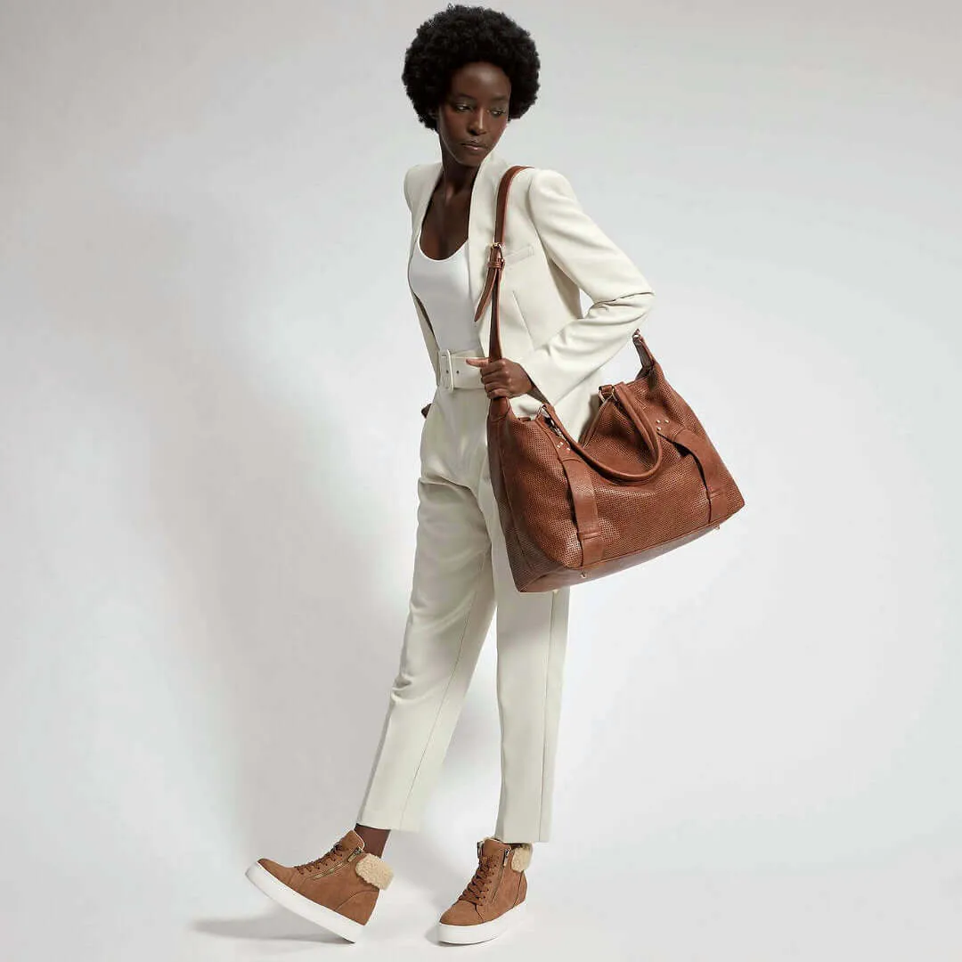 ALEXIS | Cognac Perforated Weekender