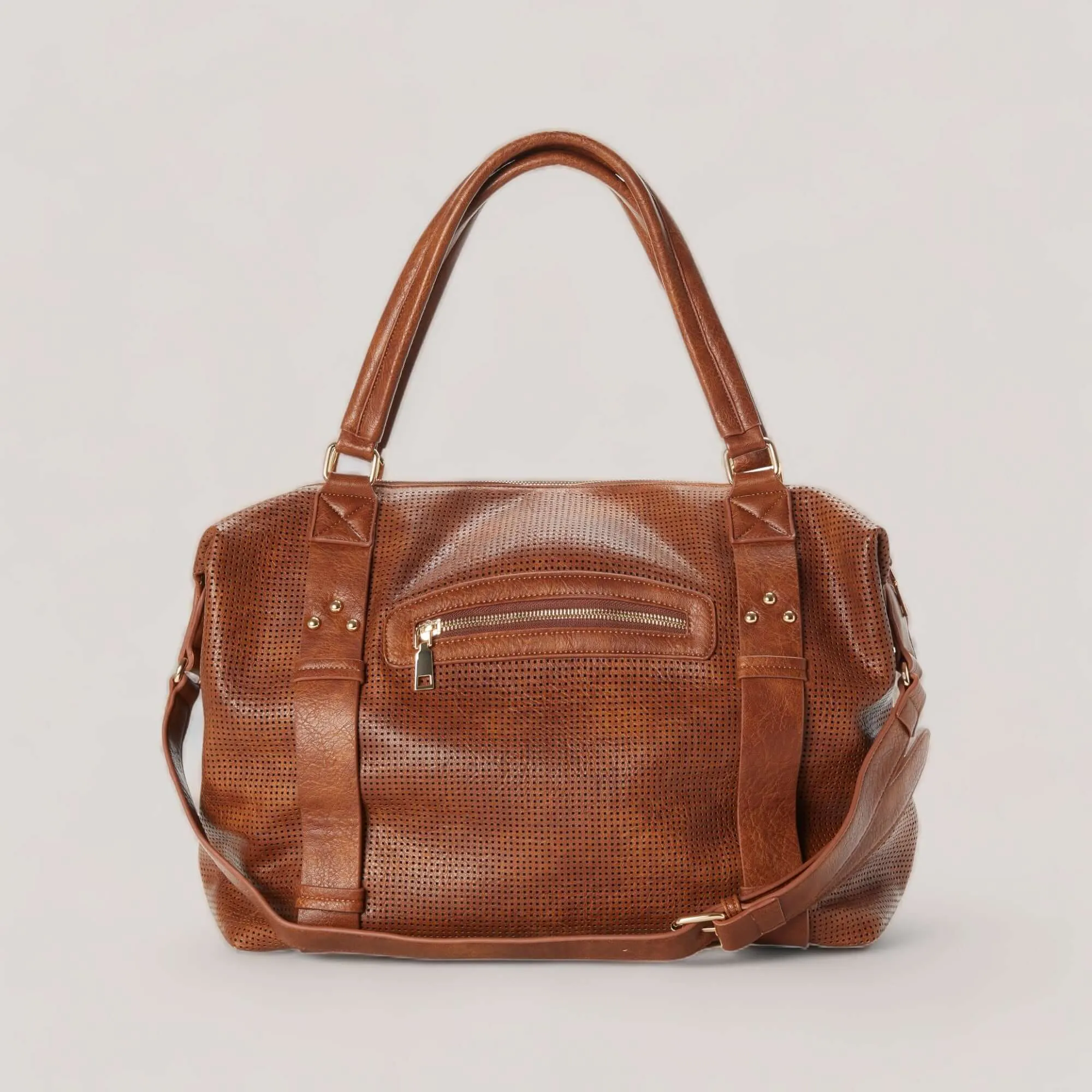 ALEXIS | Cognac Perforated Weekender