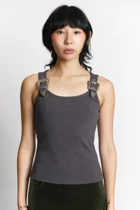 Opt for this optimized product title: **Stylish Arques Western Buckle Tank in Charcoal Ochre - Trendy Western-Inspired Sleeveless Top for Effortless Fashion**.