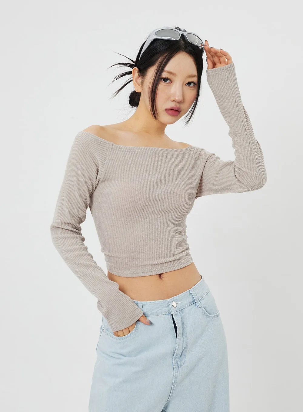 Back Tie Ribbed Knit Top CF316