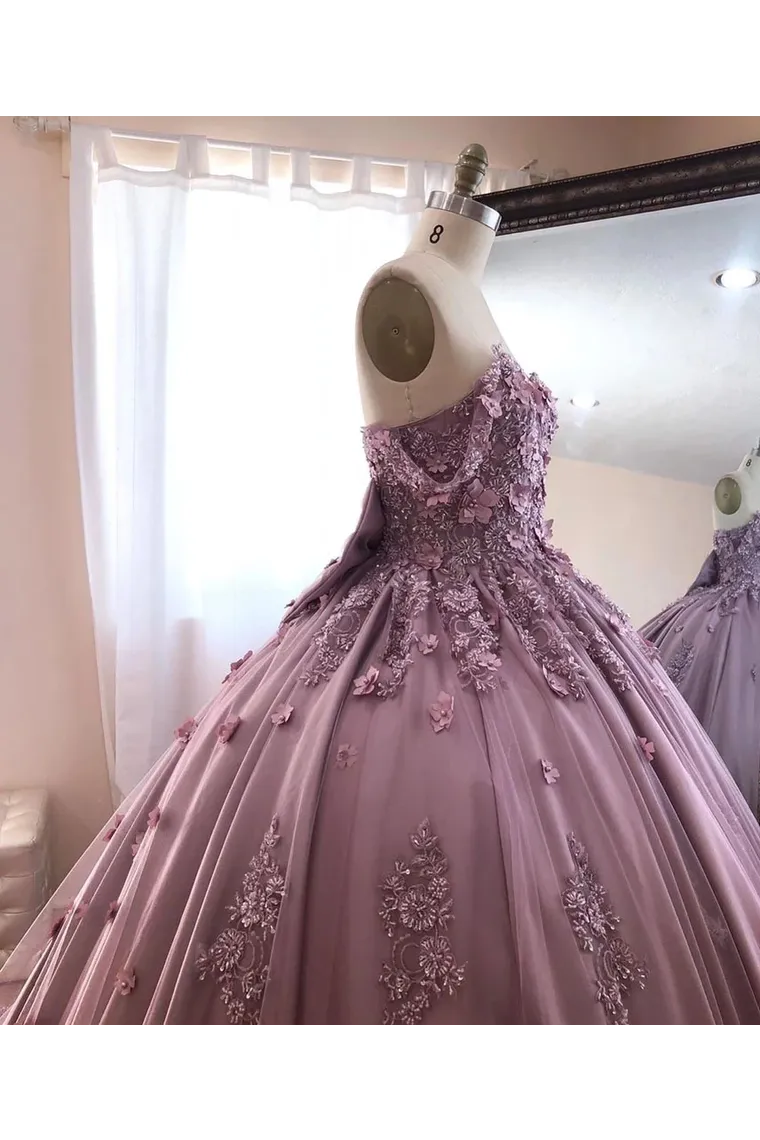 Ball Gown Off The Shoulder Tulle Quinceanera Dress With Lace Appliques Puffy Prom STKP3HM7KB3