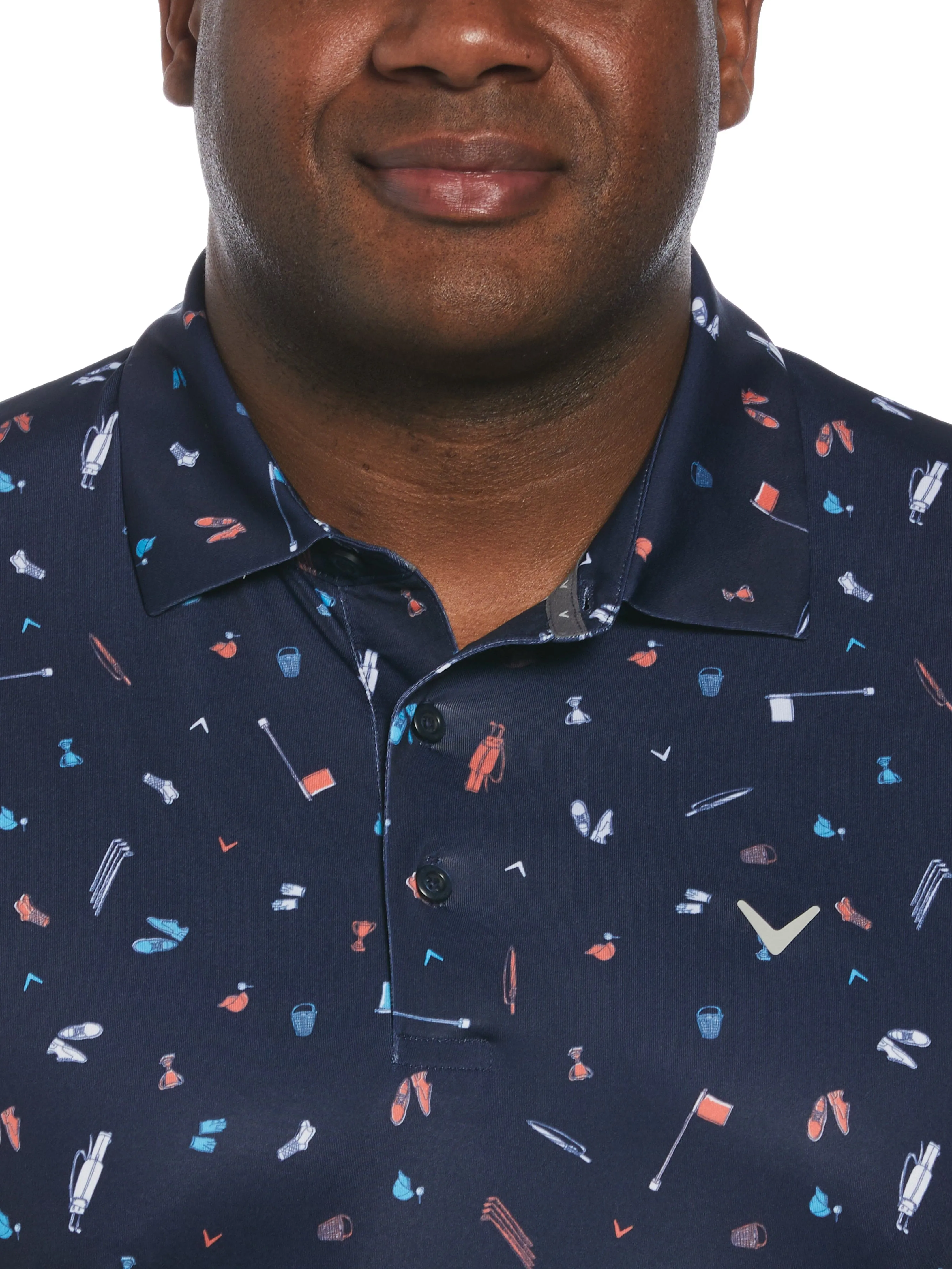 Big & Tall Short Sleeve All Over Tee Time Print Polo