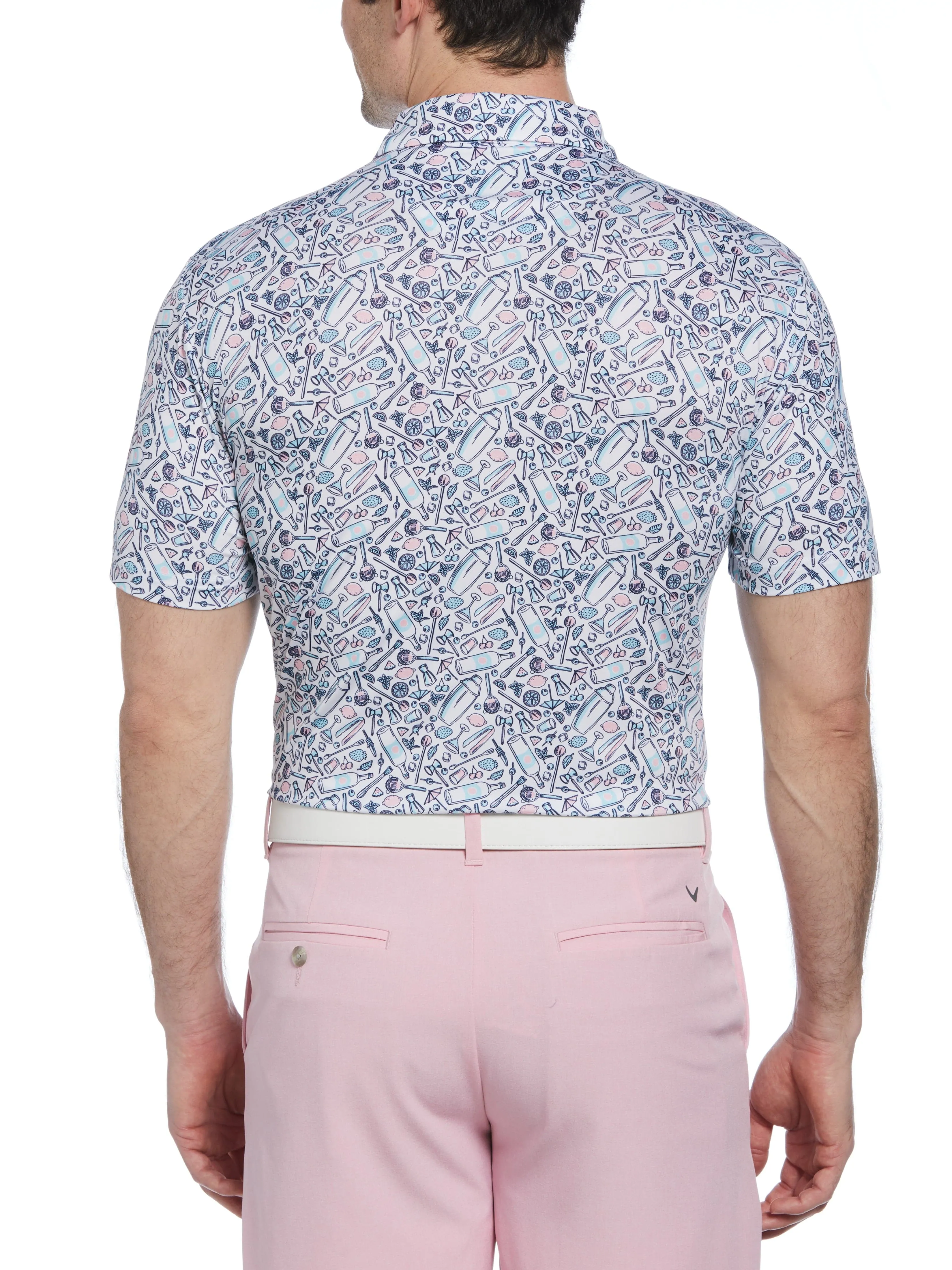 Big & Tall Tropical Cocktail Print Short Sleeve Golf Polo