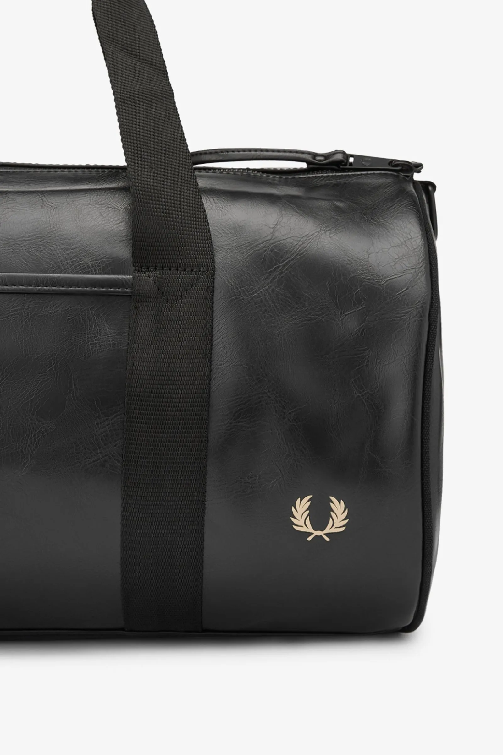 BLACK TONAL PU BARREL BAG