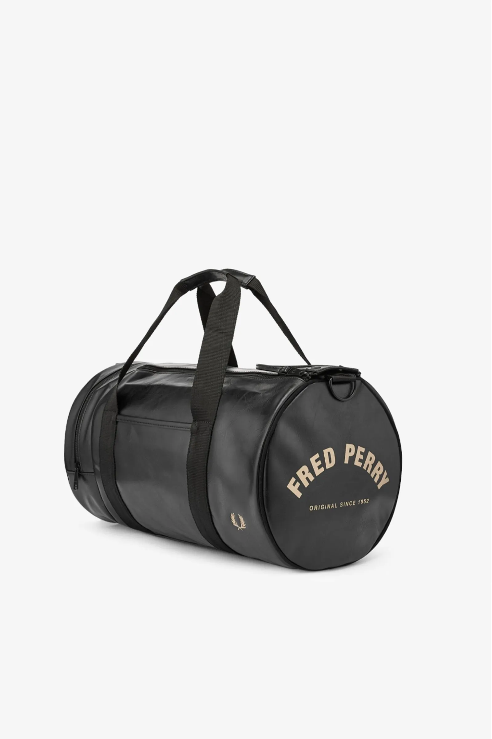 BLACK TONAL PU BARREL BAG