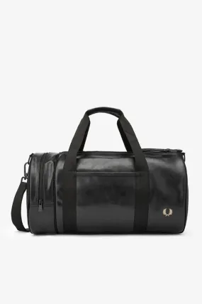 BLACK TONAL PU BARREL BAG