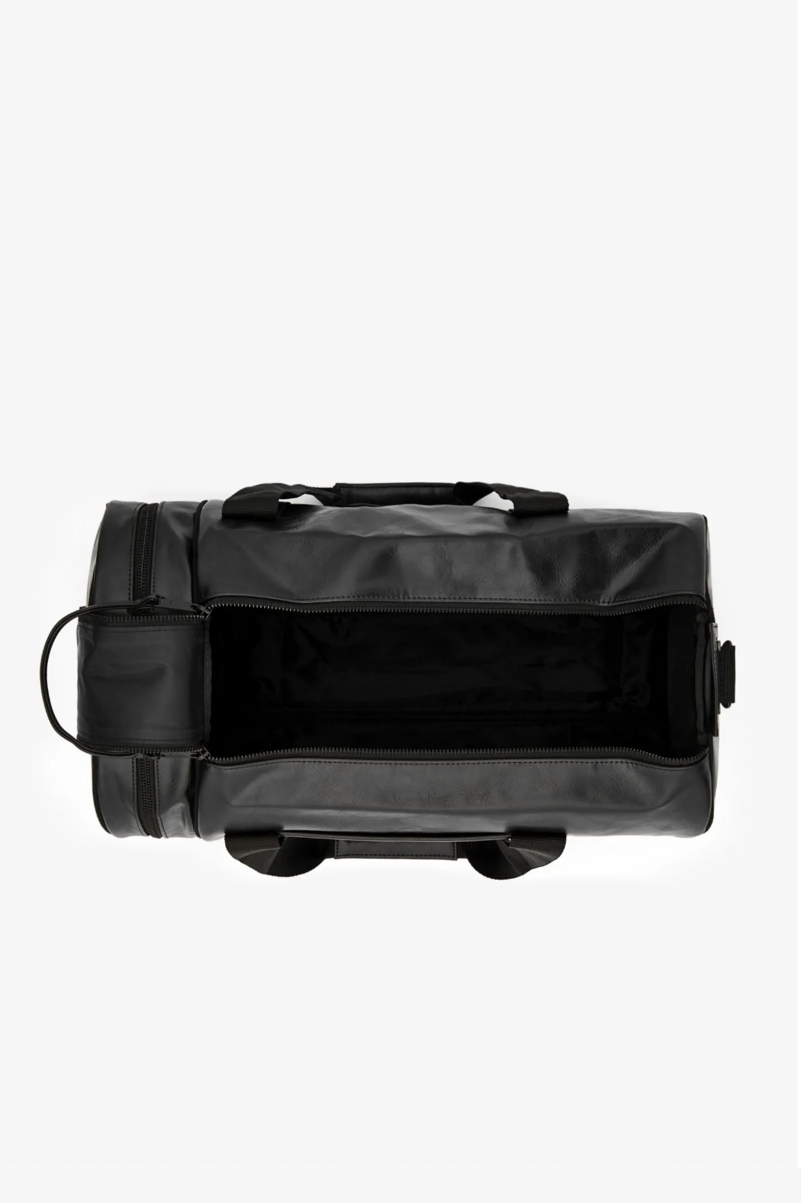 BLACK TONAL PU BARREL BAG