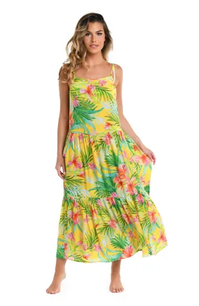 Calypso Bloom Tiered Midi Dress