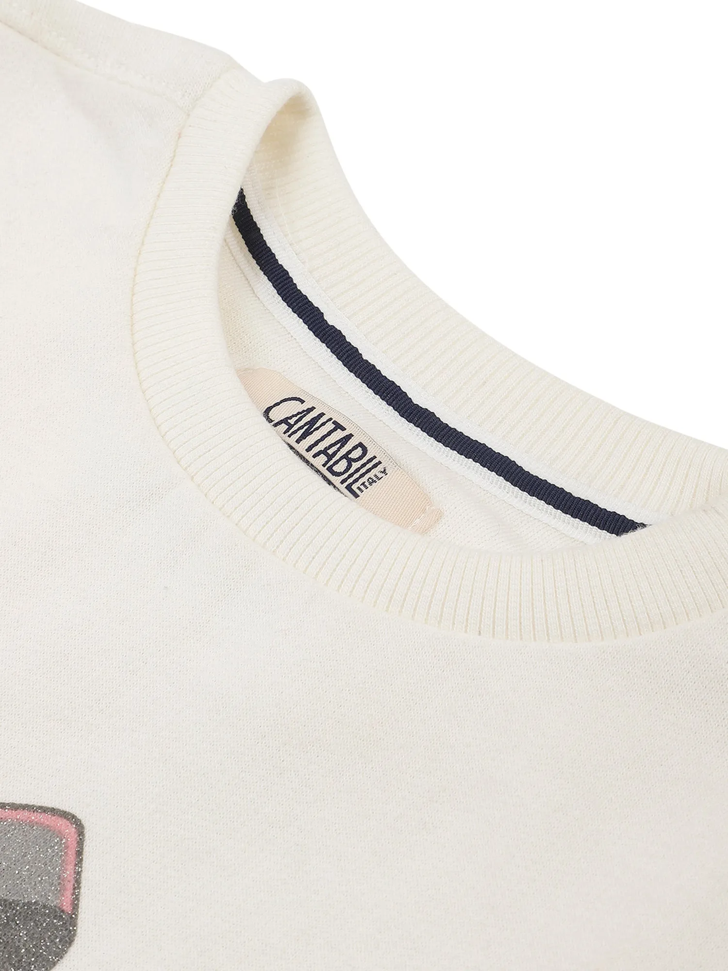 Cantabil  Girls Off White Sweatshirt