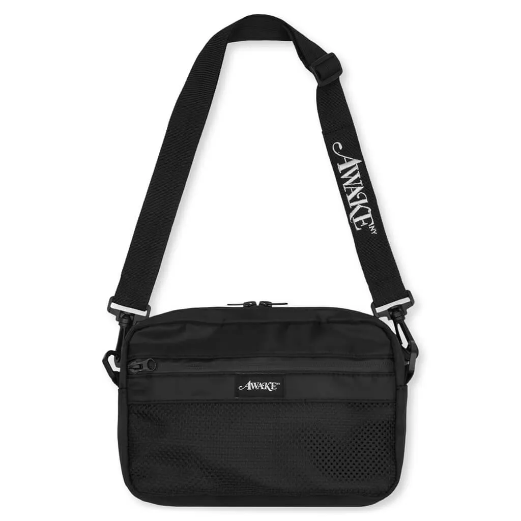 Canvas Logo Messenger Bag - Black