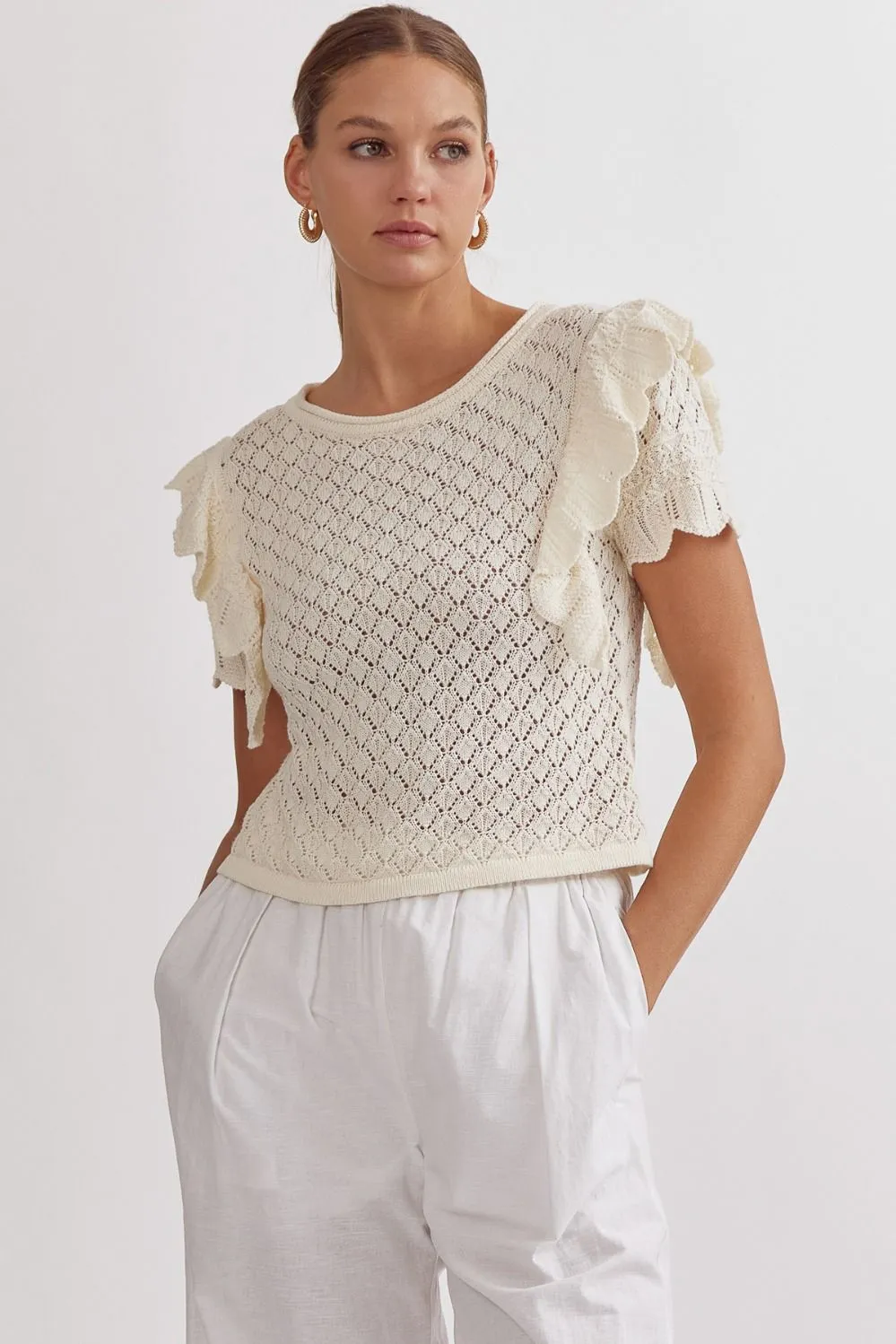 Carly Crochet Top Off White