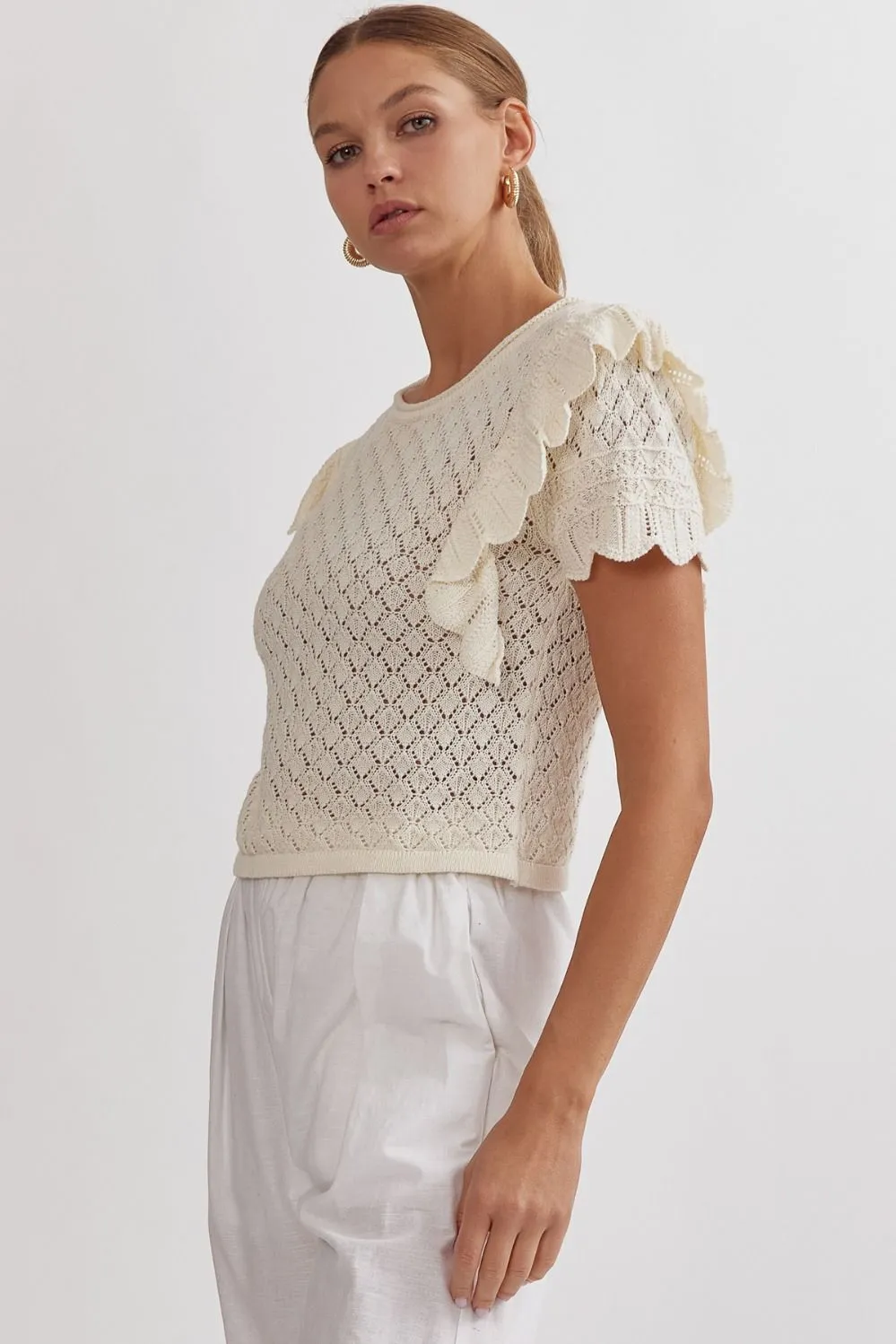 Carly Crochet Top Off White