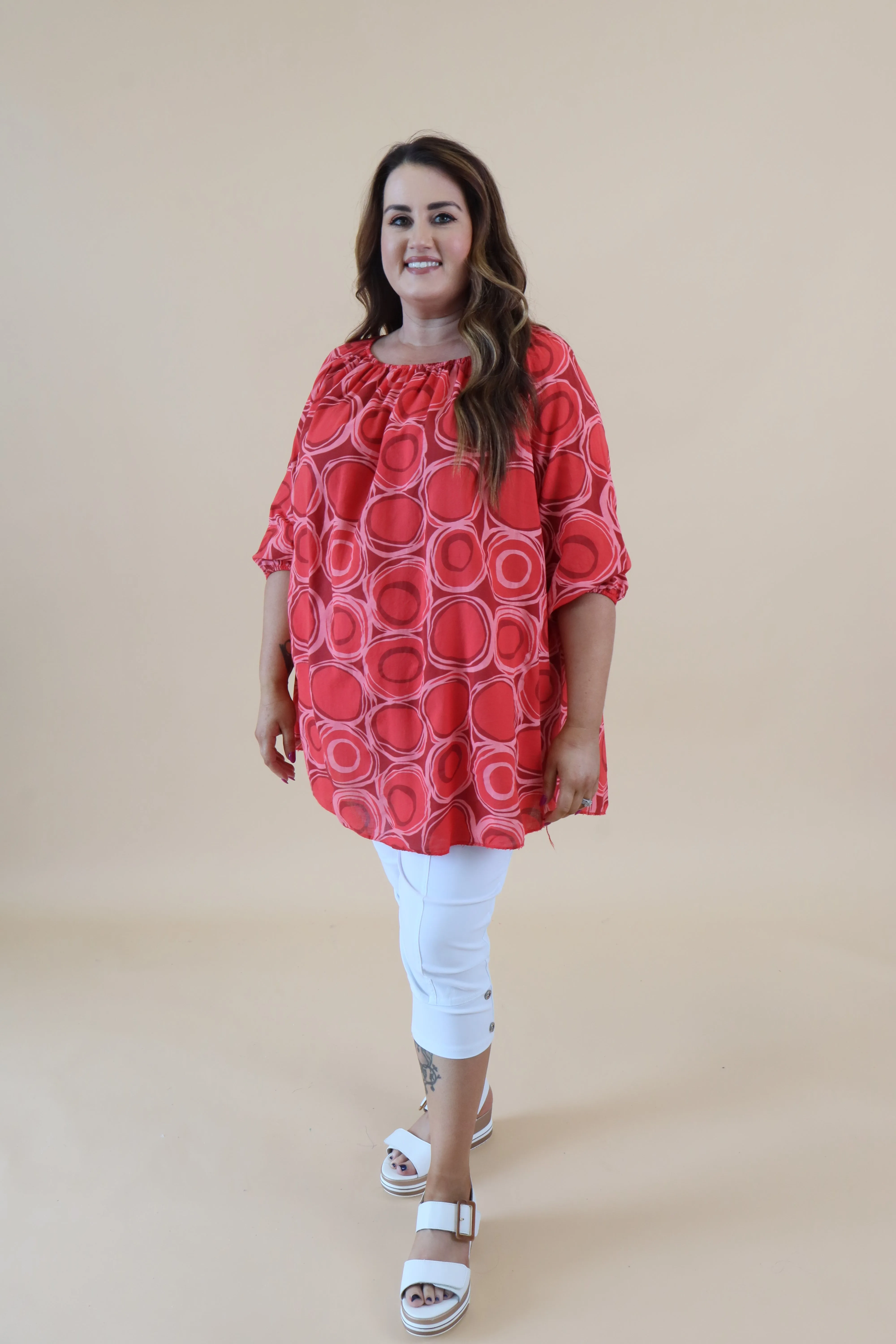 Casey Printed Blouse in Red