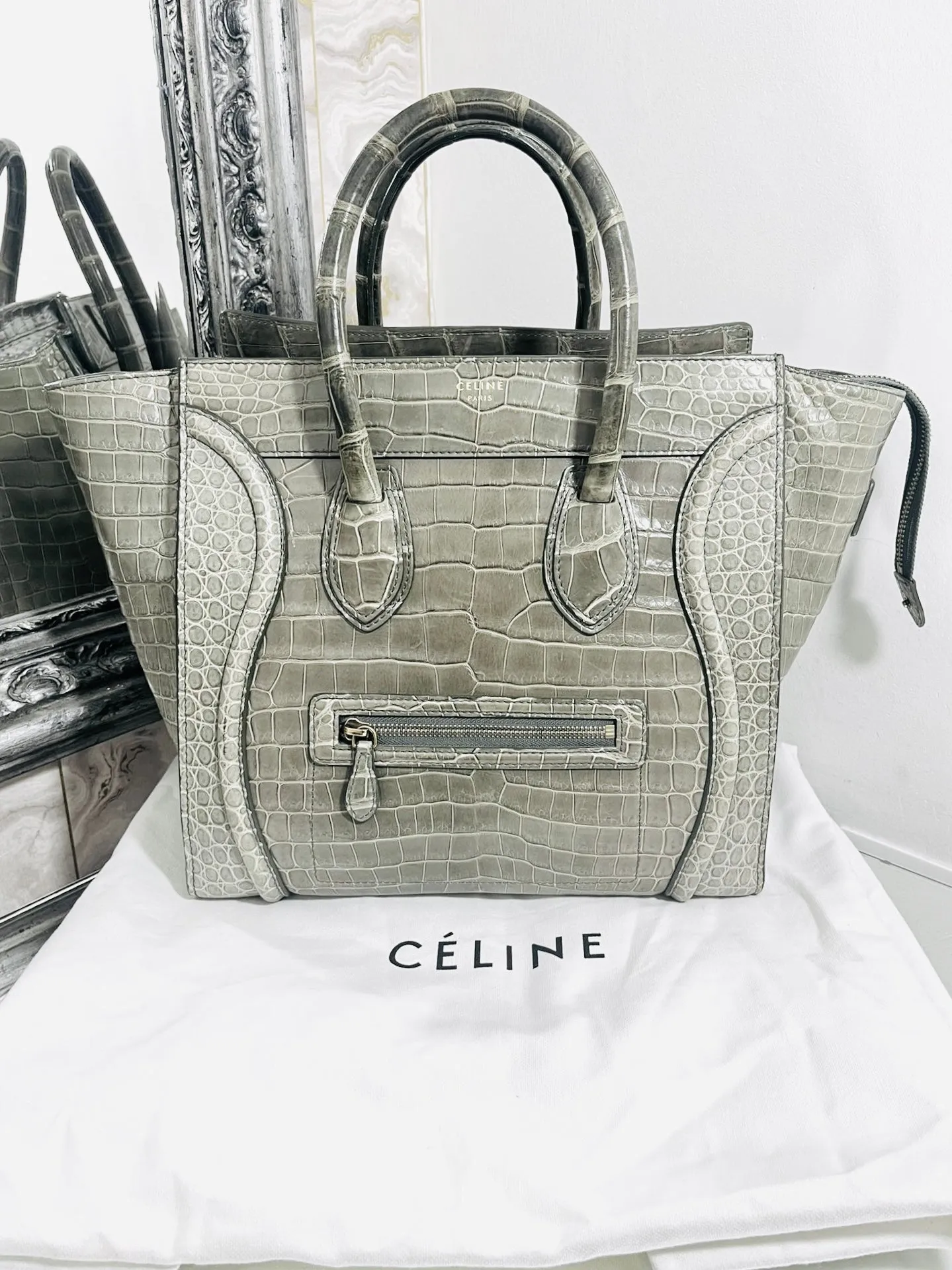 Celine Crocodile Skin Luggage Bag