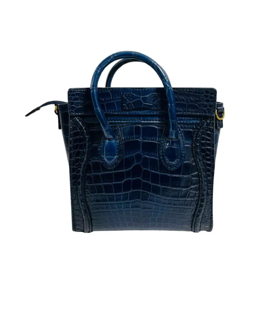 Celine Nano Luggage Bag In Crocodile Skin