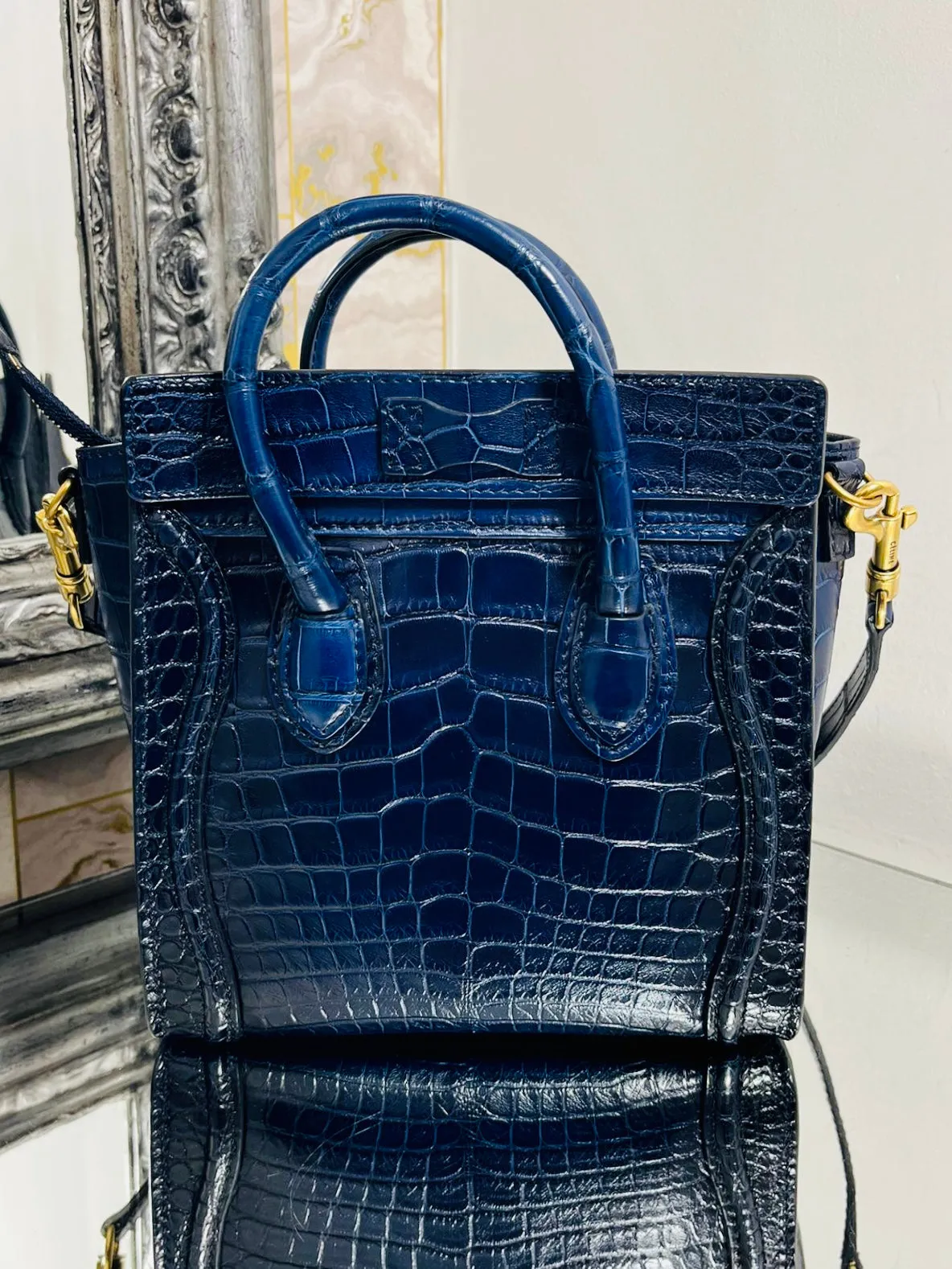 Celine Nano Luggage Bag In Crocodile Skin