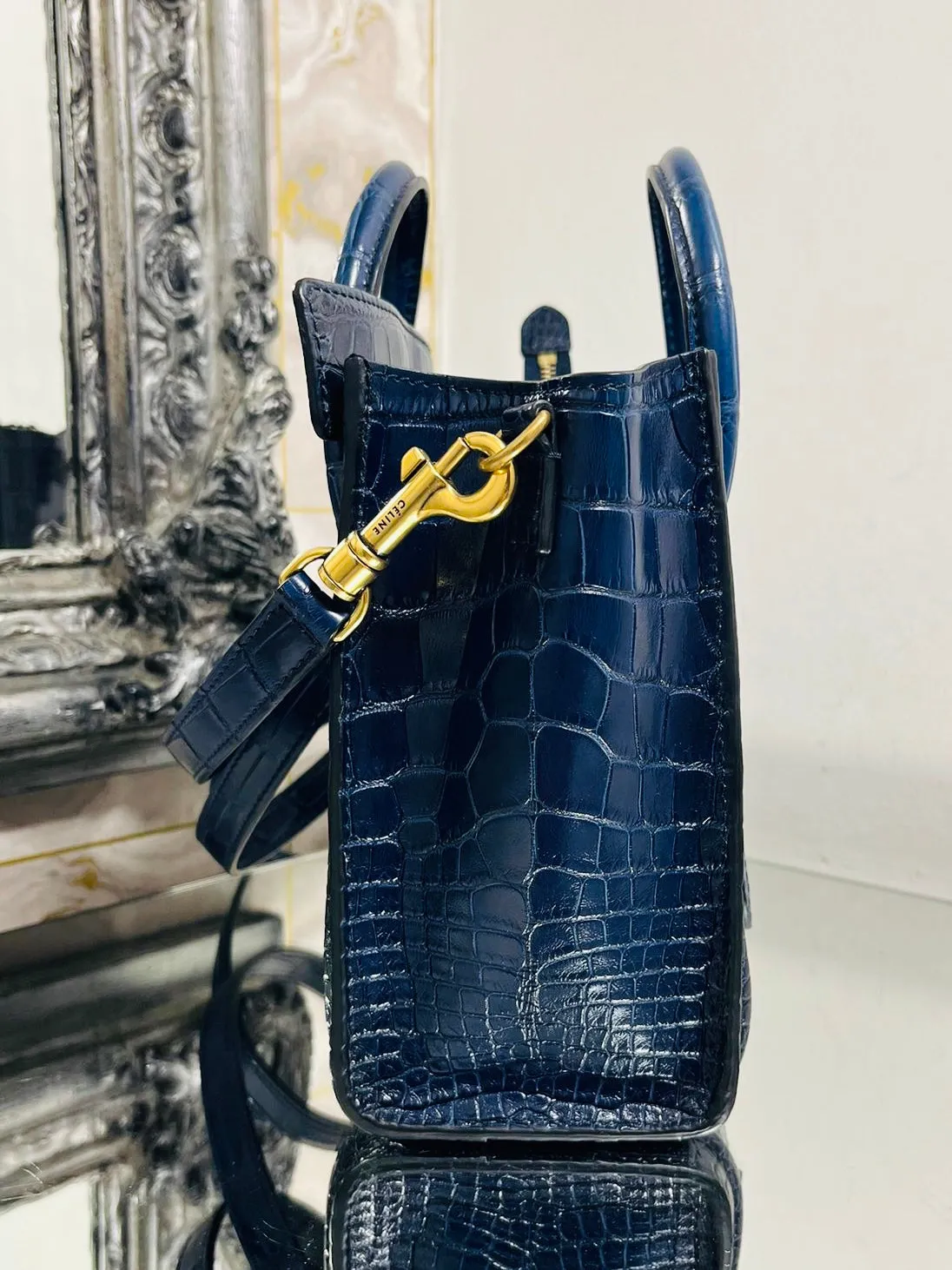 Celine Nano Luggage Bag In Crocodile Skin