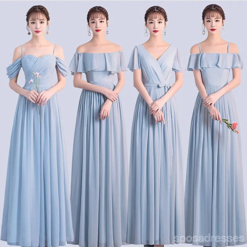 Chiffon Blue Mismatched Cheap Bridesmaid Dresses Online, WG758