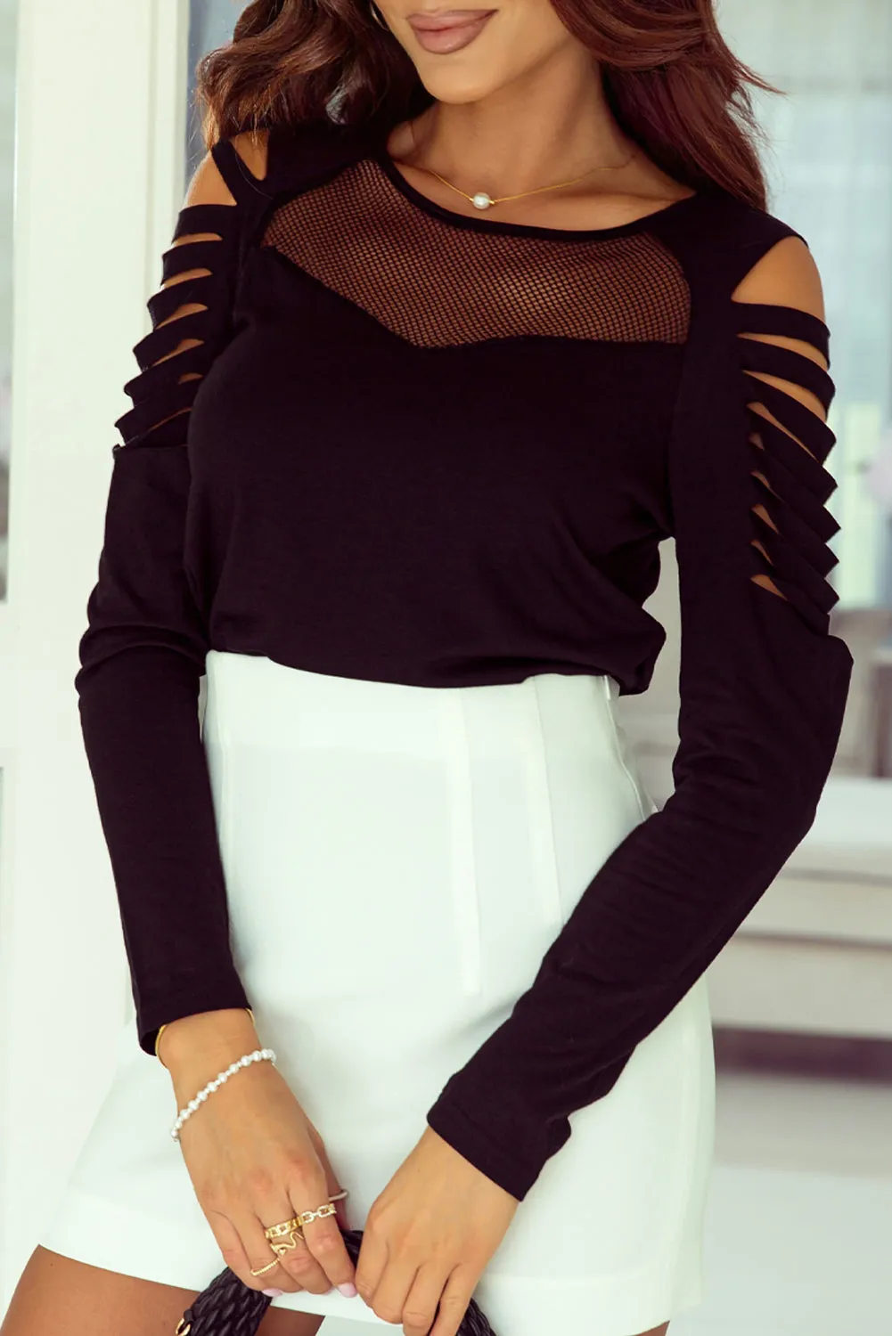 Cold Shoulder Cut out Long Sleeve Top