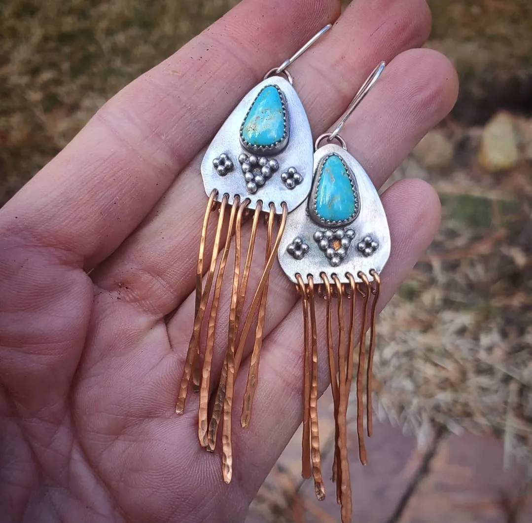 Copper Sun Wind Dancer Fringe Earrings