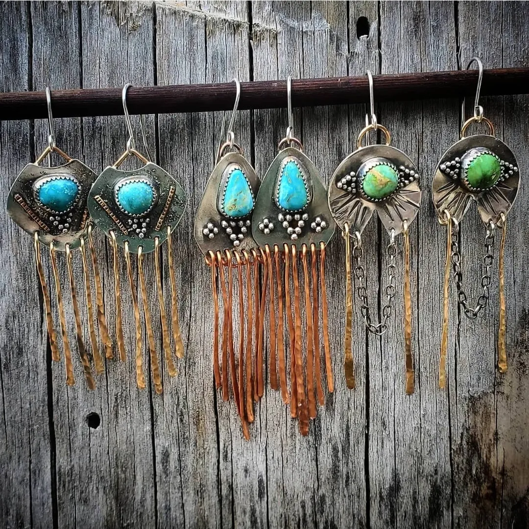 Copper Sun Wind Dancer Fringe Earrings