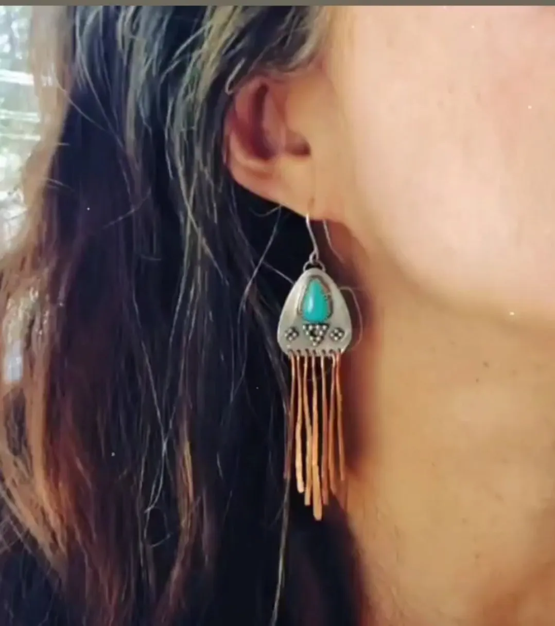 Copper Sun Wind Dancer Fringe Earrings