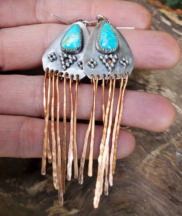 Copper Sun Wind Dancer Fringe Earrings