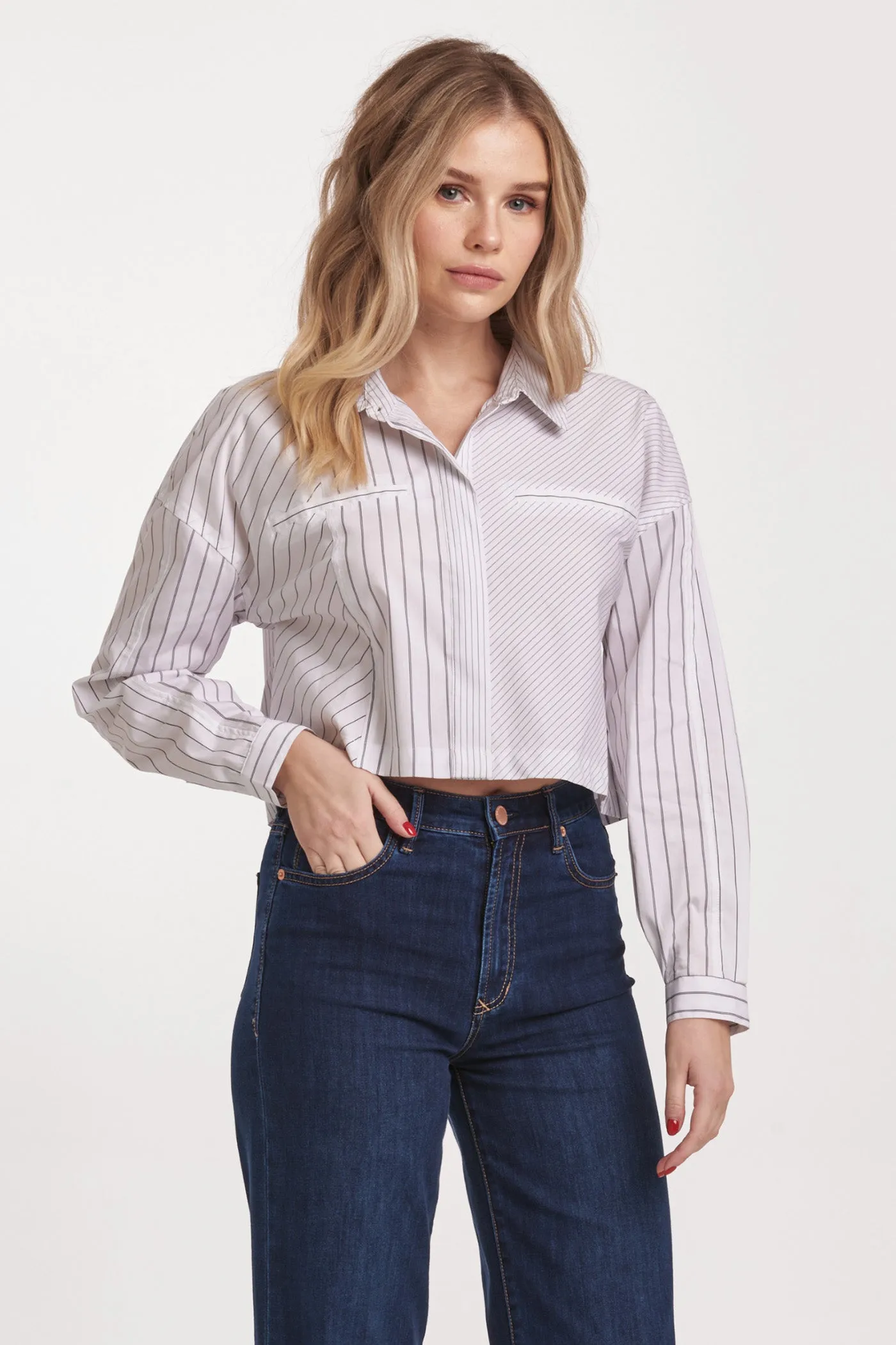 Cropped Arianna Button Down Shirt