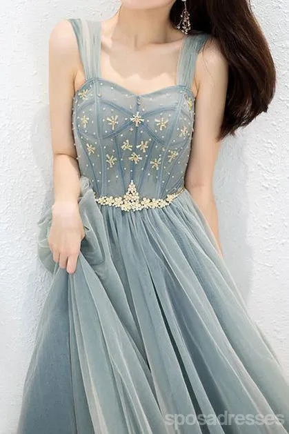 Elegant Blue A-line Off Shoulder Long Prom Dresses Online,Evening Party Dresses,12706