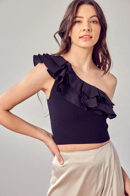 ELLIE RUFFLE ONE SHOULDER TOP [ONLINE EXCLUSIVE]