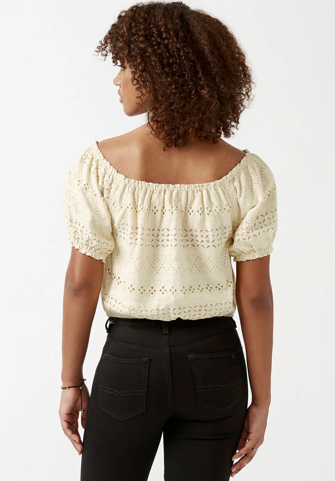 Fig Women’s Off Shoulder Blouse in Cream - WT0034S