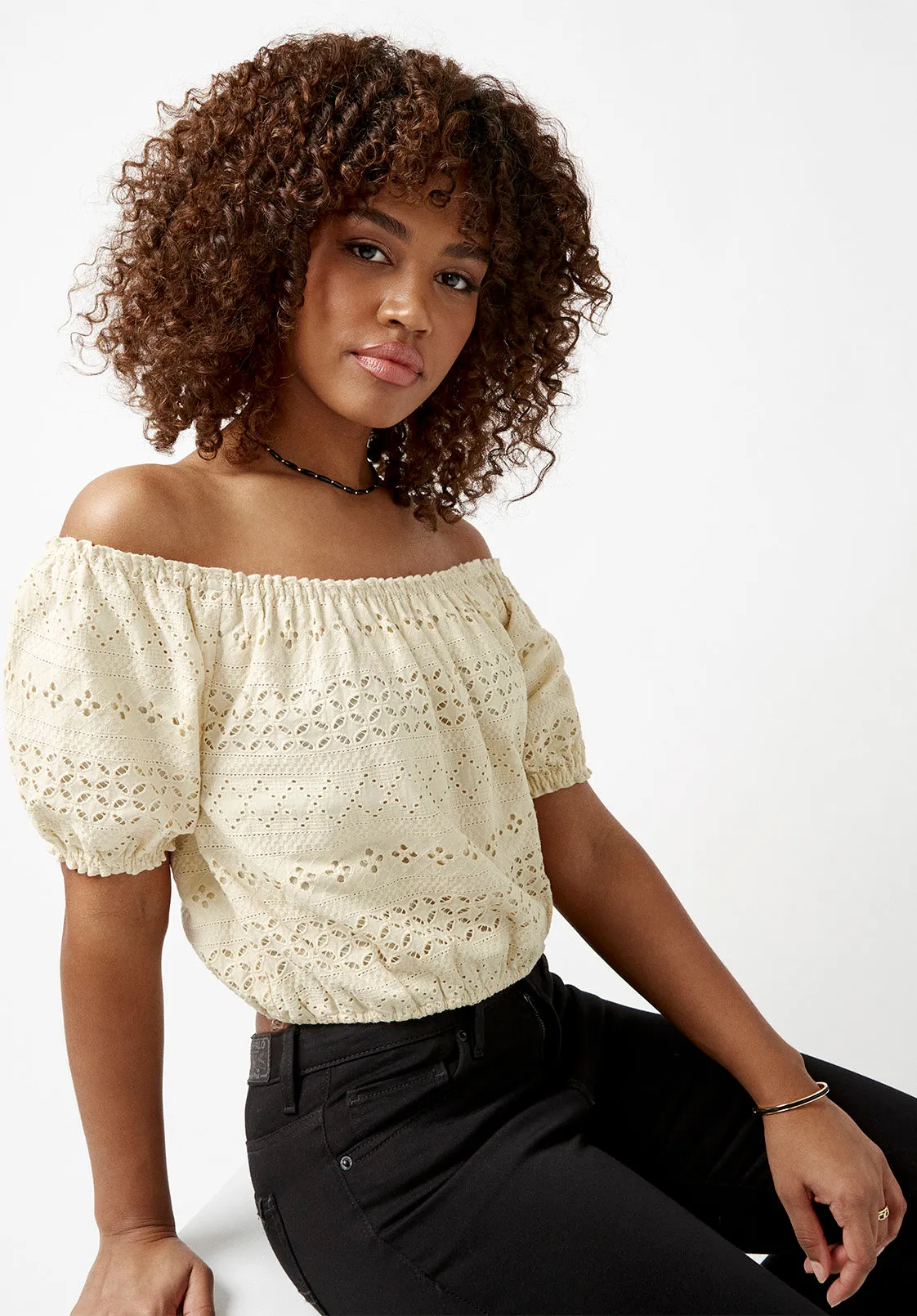 Fig Women’s Off Shoulder Blouse in Cream - WT0034S