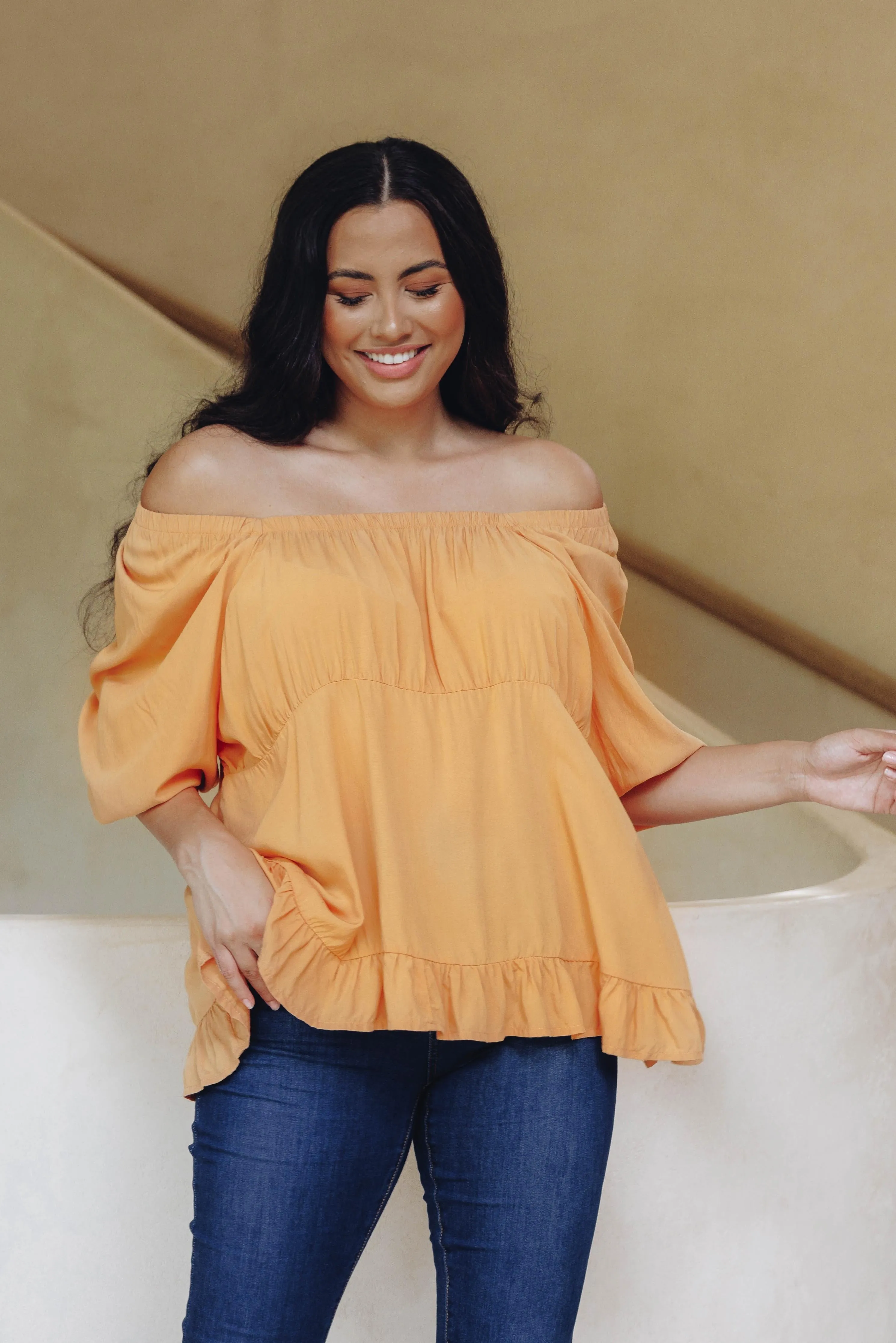 FINAL SALE Elfie Ruffle Top in Citrus