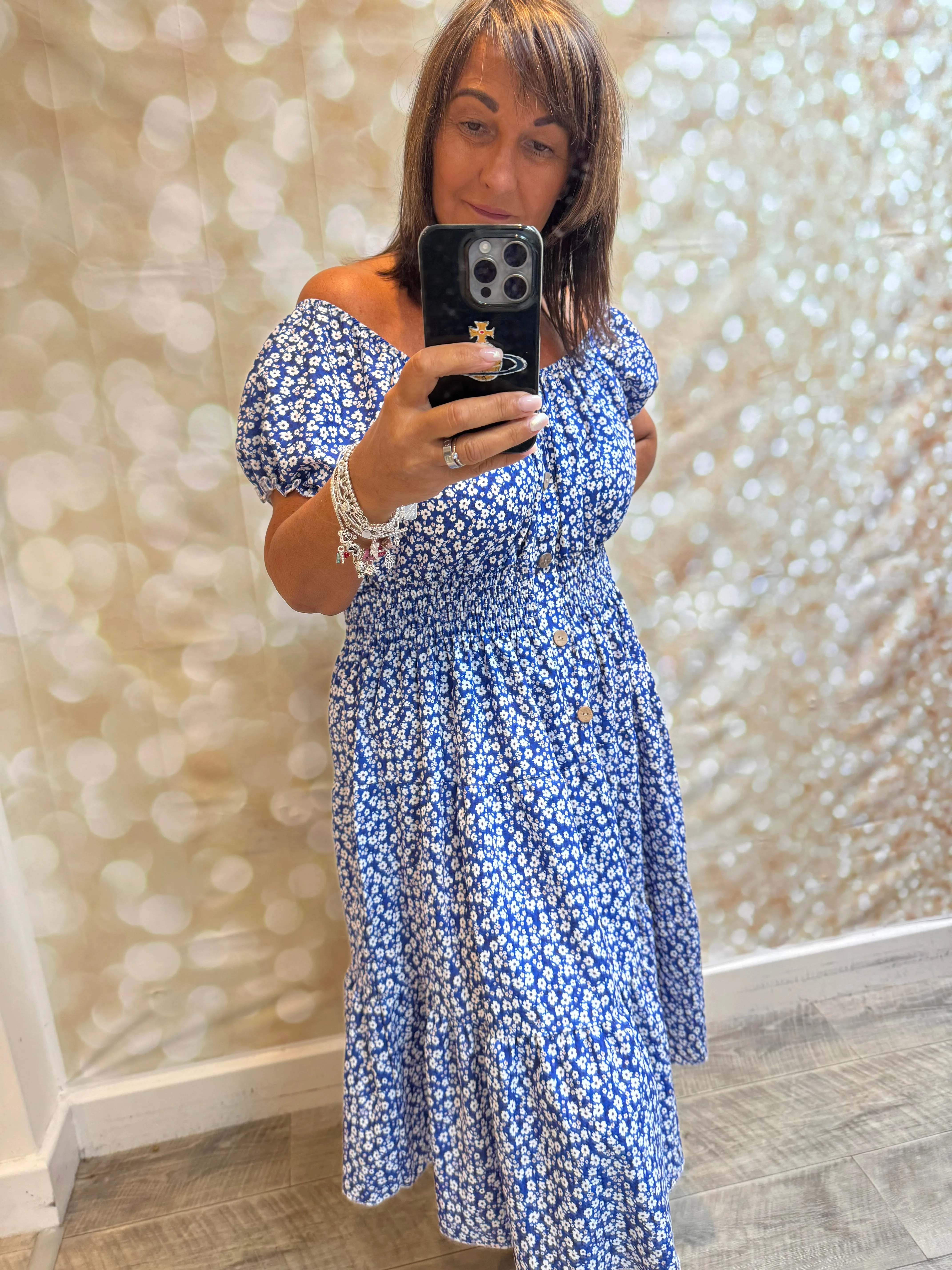 Floral Bardot off the shoulder dress