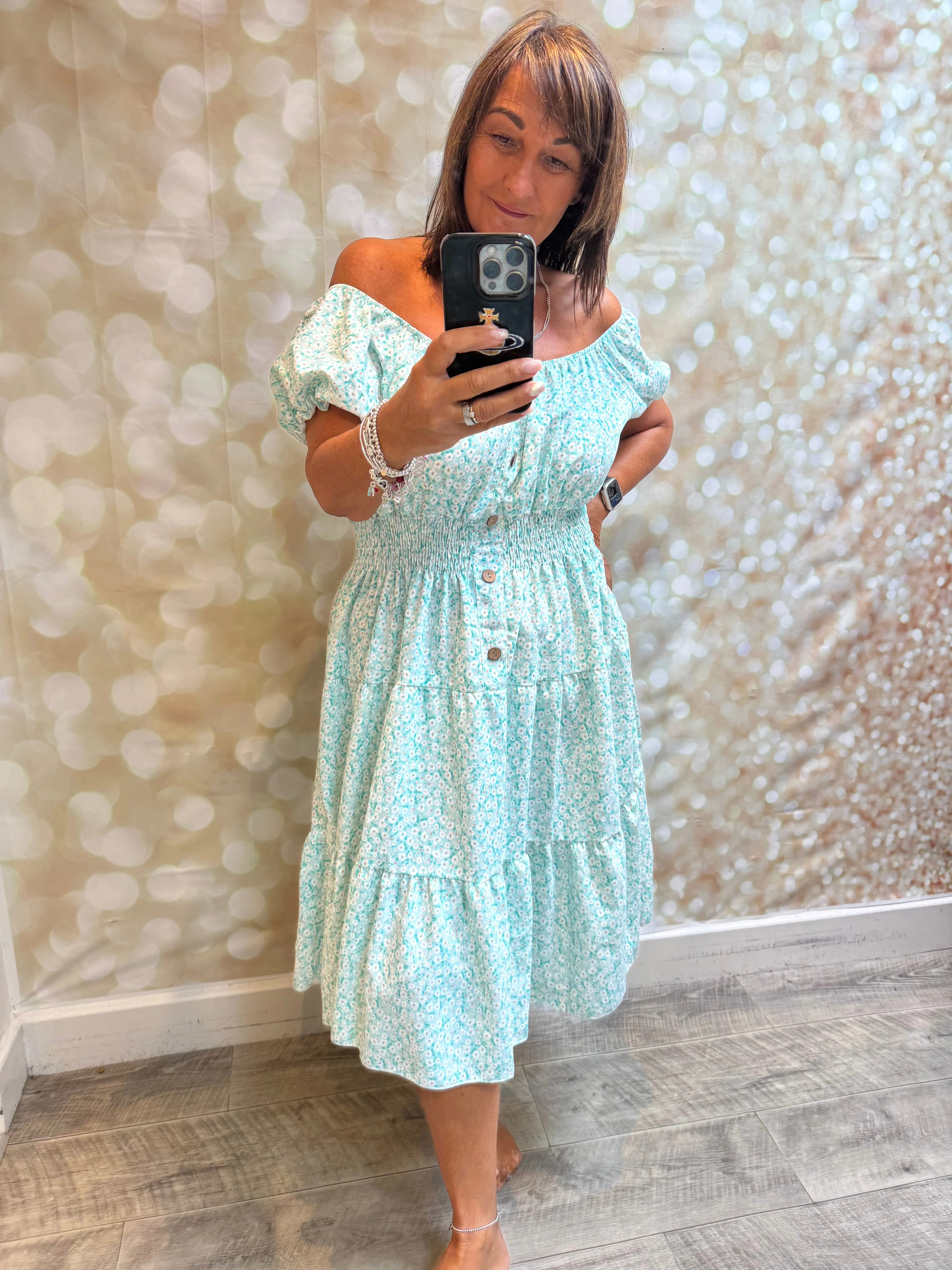 Floral Bardot off the shoulder dress