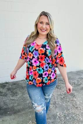 Floral Creation Wrinkle Free Top