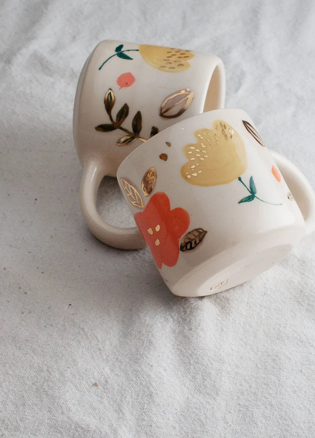 Floral Gold Mug - Off White