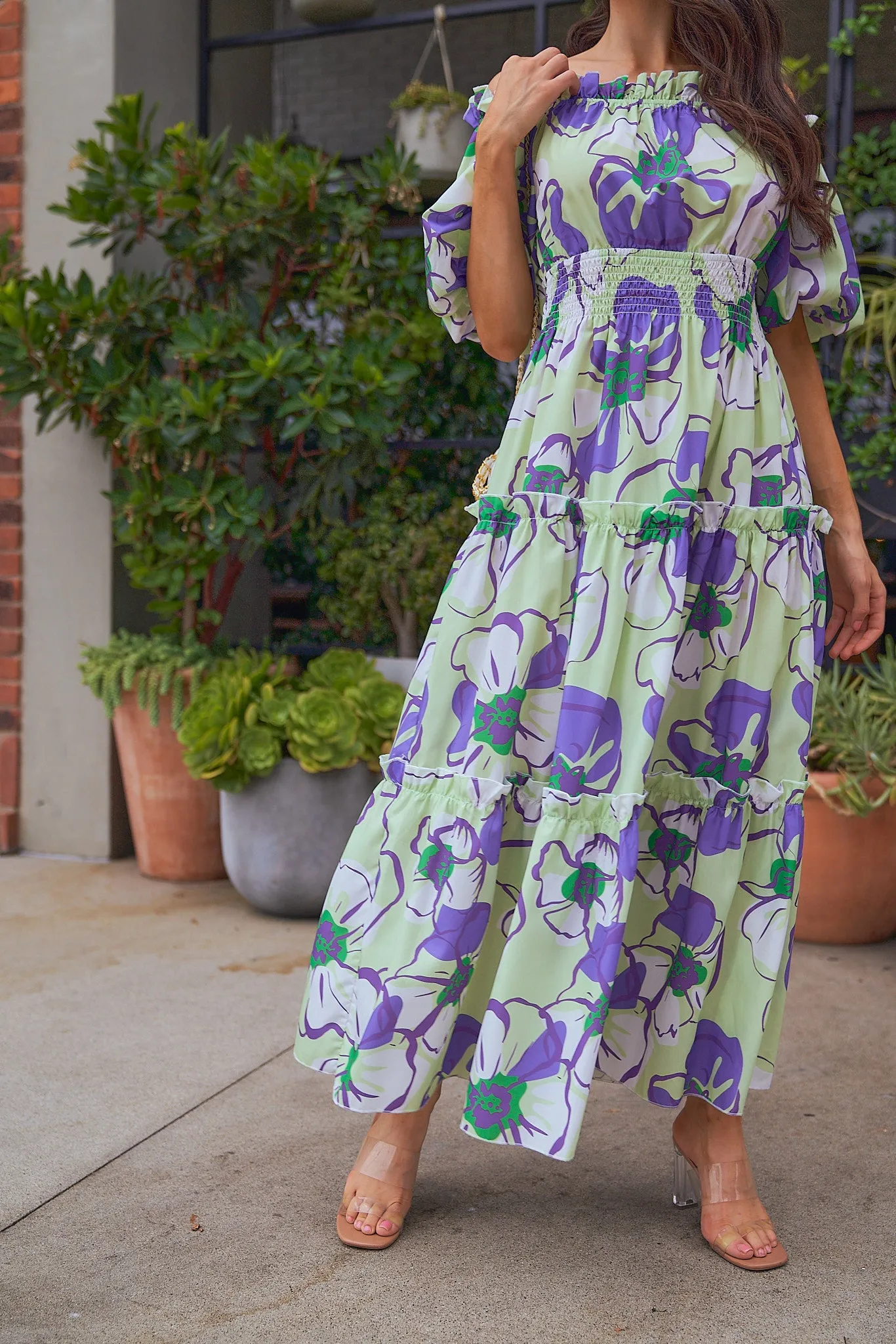 Floral Printed Off the shoulder Maxi Dress