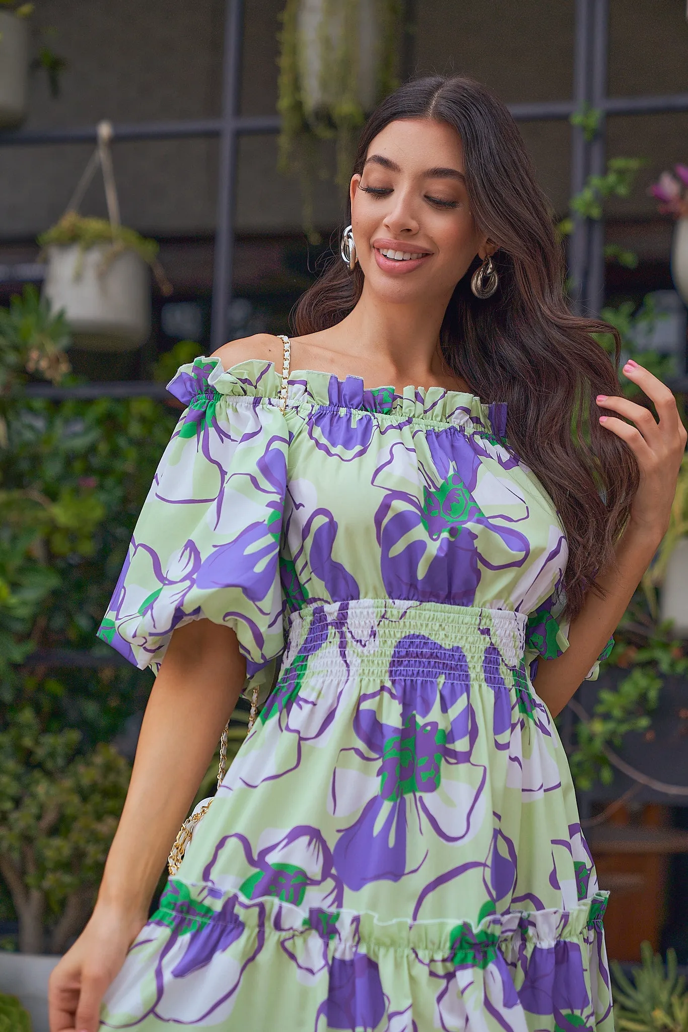 Floral Printed Off the shoulder Maxi Dress