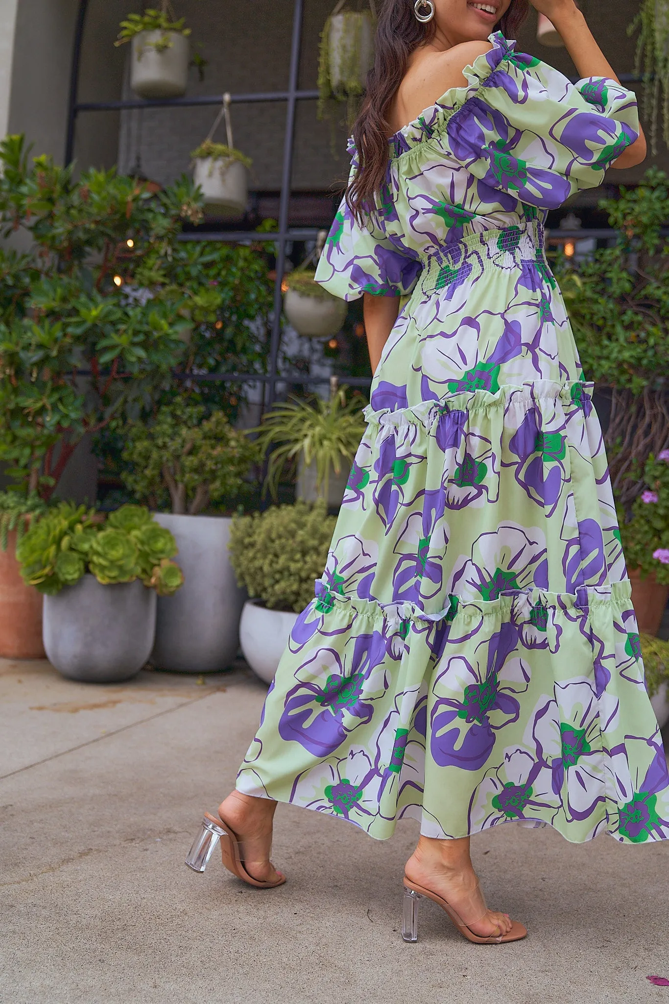 Floral Printed Off the shoulder Maxi Dress