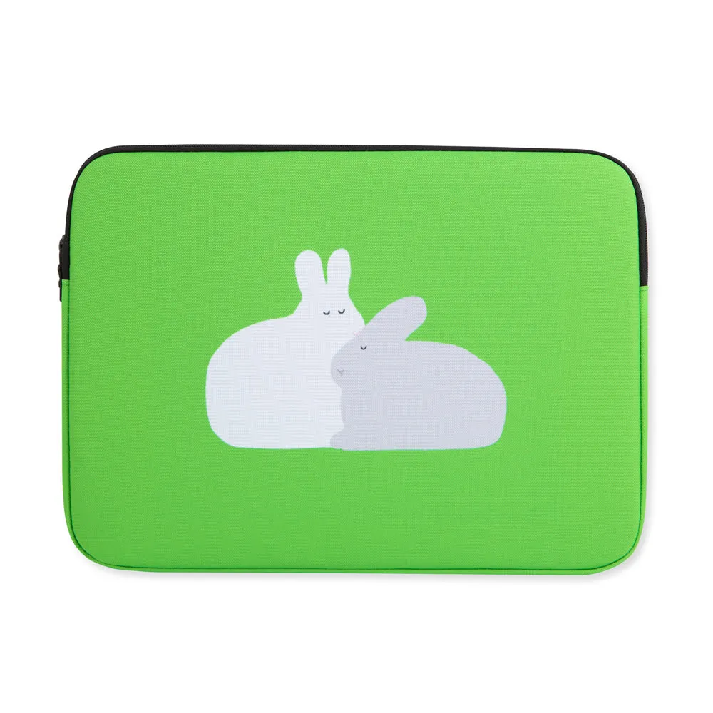 Green Rabbit Graphic Laptop Sleeves 13 15inch Fitted Cases Covers Pouches Protective Purses Handbags Square Cushion School Collage Office Lightweight