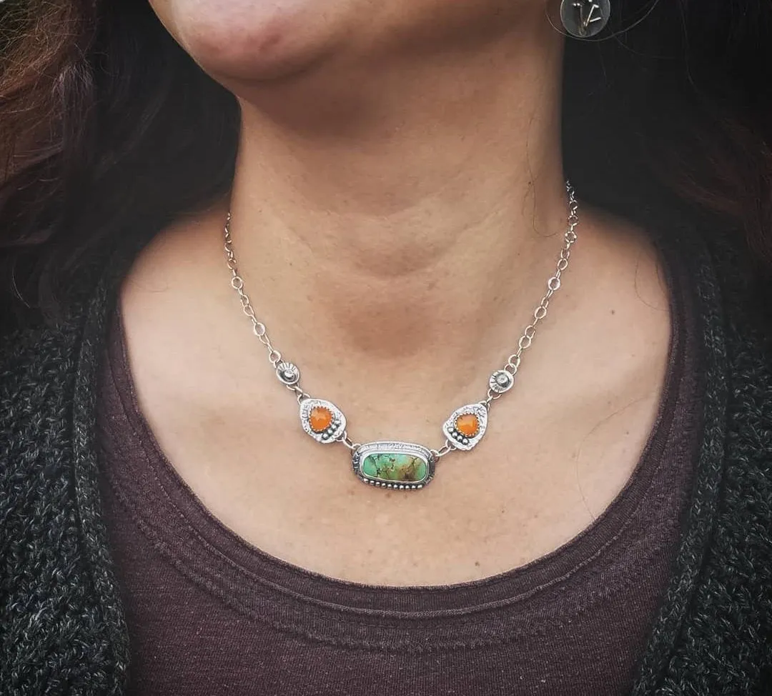 Green Turquoise Carnelian Necklace